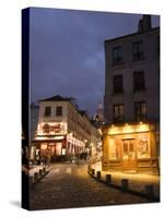 Rue Norvins and Basilique du Sacre Coeur, Place du Tertre, Montmartre, Paris, France-Walter Bibikow-Stretched Canvas
