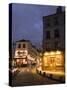 Rue Norvins and Basilique du Sacre Coeur, Place du Tertre, Montmartre, Paris, France-Walter Bibikow-Stretched Canvas