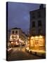 Rue Norvins and Basilique du Sacre Coeur, Place du Tertre, Montmartre, Paris, France-Walter Bibikow-Stretched Canvas