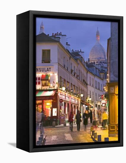 Rue Norvins and Sacre Coeur, Montmartre, Paris, France-Walter Bibikow-Framed Stretched Canvas