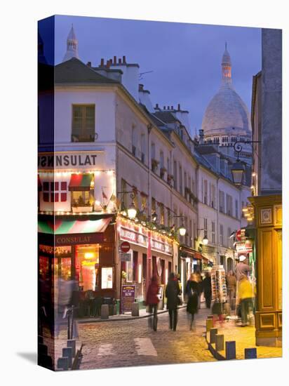 Rue Norvins and Sacre Coeur, Montmartre, Paris, France-Walter Bibikow-Stretched Canvas