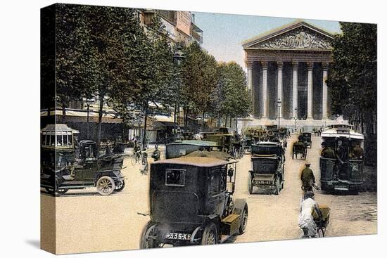 Rue Royale and the Madeleine, Paris, with Cars and a Motorbus on the Street, C1900-null-Stretched Canvas