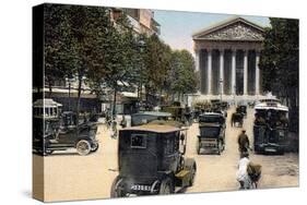 Rue Royale and the Madeleine, Paris, with Cars and a Motorbus on the Street, C1900-null-Stretched Canvas