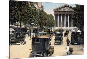 Rue Royale and the Madeleine, Paris, with Cars and a Motorbus on the Street, C1900-null-Stretched Canvas