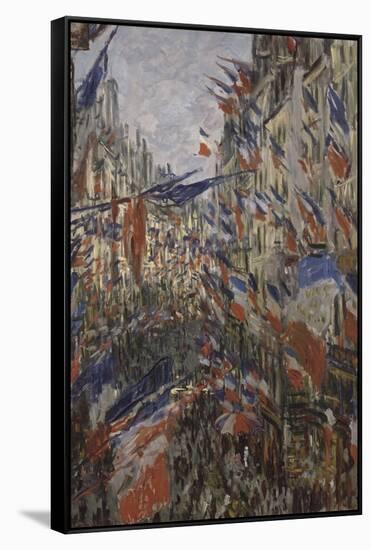 Rue Saint-Denis, fête du 30 juin 1878-Claude Monet-Framed Stretched Canvas