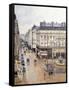 Rue Saint Honore, Afternoon, Rain Effect-Camille Pissarro-Framed Stretched Canvas