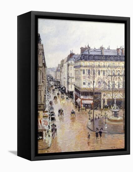 Rue Saint Honore, Afternoon, Rain Effect-Camille Pissarro-Framed Stretched Canvas