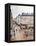 Rue Saint Honore, Afternoon, Rain Effect-Camille Pissarro-Framed Stretched Canvas
