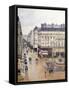 Rue Saint Honore, Afternoon, Rain Effect-Camille Pissarro-Framed Stretched Canvas