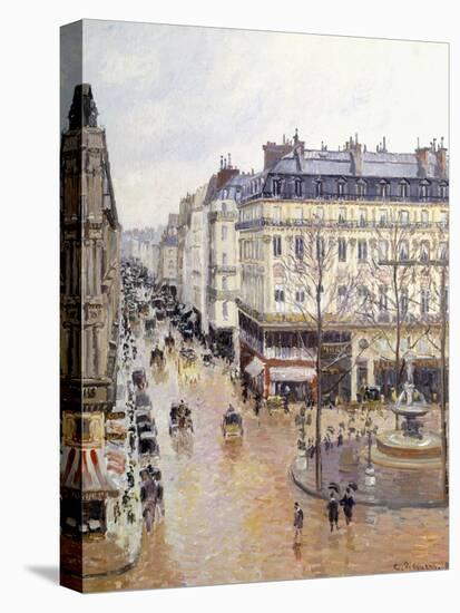 Rue Saint Honore, Afternoon, Rain Effect-Camille Pissarro-Stretched Canvas
