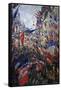 Rue St Denis in Paris During Patriotic Festival of June 30, 1878-Claude Monet-Framed Stretched Canvas