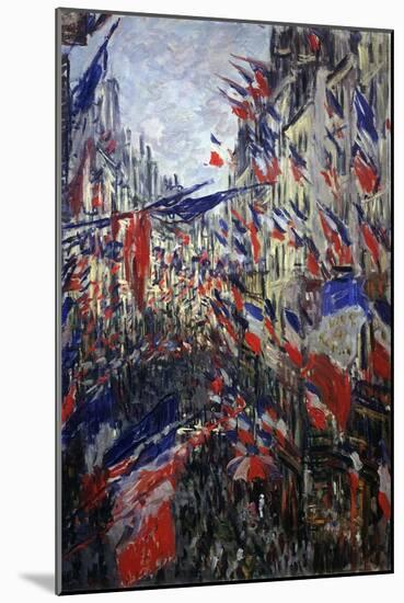 Rue St Denis in Paris During Patriotic Festival of June 30, 1878-Claude Monet-Mounted Giclee Print