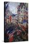 Rue St Denis in Paris During Patriotic Festival of June 30, 1878-Claude Monet-Stretched Canvas