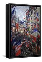 Rue St Denis in Paris During Patriotic Festival of June 30, 1878-Claude Monet-Framed Stretched Canvas