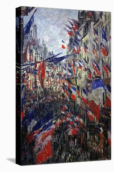 Rue St Denis in Paris During Patriotic Festival of June 30, 1878-Claude Monet-Stretched Canvas