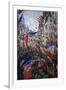 Rue St Denis in Paris During Patriotic Festival of June 30, 1878-Claude Monet-Framed Giclee Print