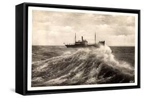 Rügenwalde Pommern, Schiff Auf Hoher See, Welle-null-Framed Stretched Canvas