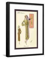 Ruffled Autumn Dress and Overcoat-null-Framed Art Print