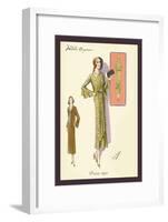 Ruffled Autumn Dress and Overcoat-null-Framed Art Print