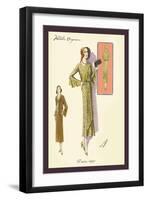 Ruffled Autumn Dress and Overcoat-null-Framed Art Print