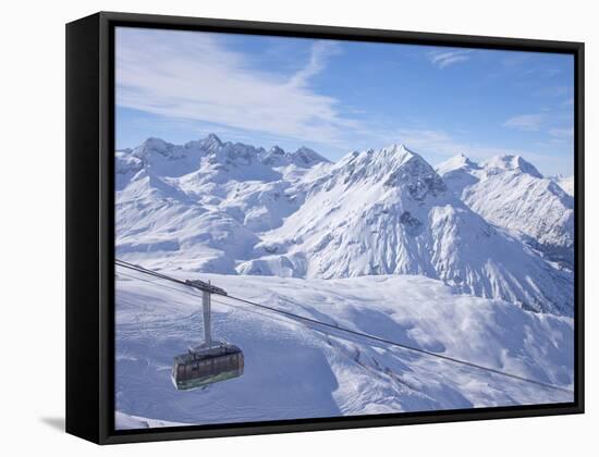 Rufikopf Cable Car, Stubenbach, Lech, Near St. Anton Am Arlberg, in Winter Snow, Austrian Alps-Peter Barritt-Framed Stretched Canvas