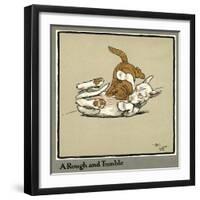 Rufus the Cat Attacks Rags the Puppy-Cecil Aldin-Framed Art Print