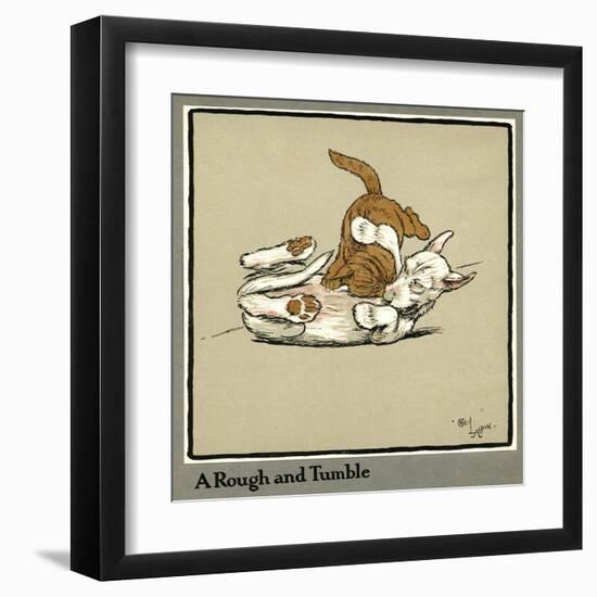 Rufus the Cat Attacks Rags the Puppy-Cecil Aldin-Framed Art Print