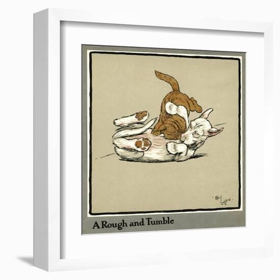 Rufus the Cat Attacks Rags the Puppy-Cecil Aldin-Framed Art Print