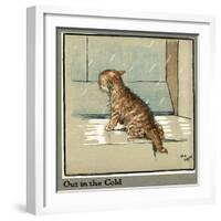 Rufus the Cat Out in the Cold and Rain-Cecil Aldin-Framed Art Print