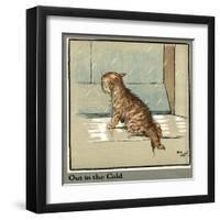 Rufus the Cat Out in the Cold and Rain-Cecil Aldin-Framed Art Print