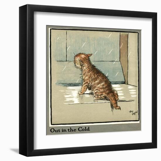 Rufus the Cat Out in the Cold and Rain-Cecil Aldin-Framed Art Print