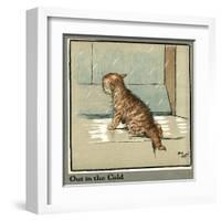 Rufus the Cat Out in the Cold and Rain-Cecil Aldin-Framed Art Print