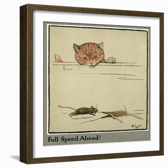 Rufus the Cat Watches a Mouse-Cecil Aldin-Framed Art Print