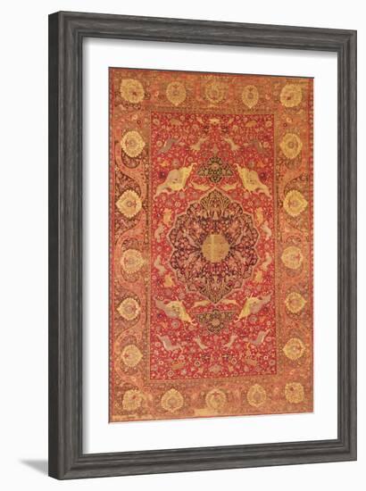 Rug Decorated with Scenes of Fighting Animals-null-Framed Giclee Print