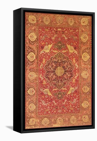 Rug Decorated with Scenes of Fighting Animals-null-Framed Stretched Canvas