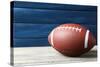 Rugby Ball on Wooden Background-Yastremska-Stretched Canvas