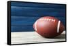 Rugby Ball on Wooden Background-Yastremska-Framed Stretched Canvas