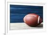 Rugby Ball on Wooden Background-Yastremska-Framed Photographic Print
