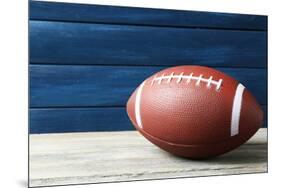 Rugby Ball on Wooden Background-Yastremska-Mounted Photographic Print