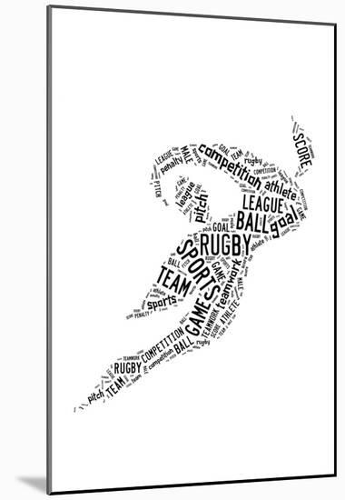 Rugby Football Pictogram With Black Wordings-null-Mounted Poster