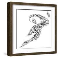 Rugby Football Pictogram With Black Wordings-seiksoon-Framed Art Print