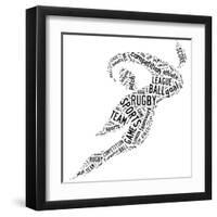 Rugby Football Pictogram With Black Wordings-seiksoon-Framed Art Print