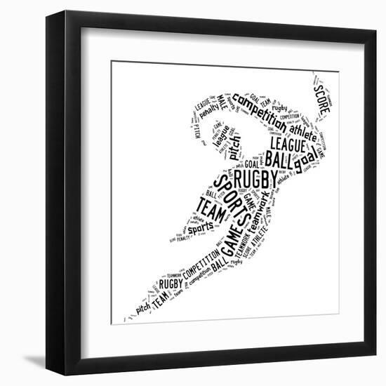 Rugby Football Pictogram With Black Wordings-seiksoon-Framed Art Print