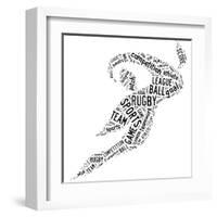Rugby Football Pictogram With Black Wordings-seiksoon-Framed Art Print