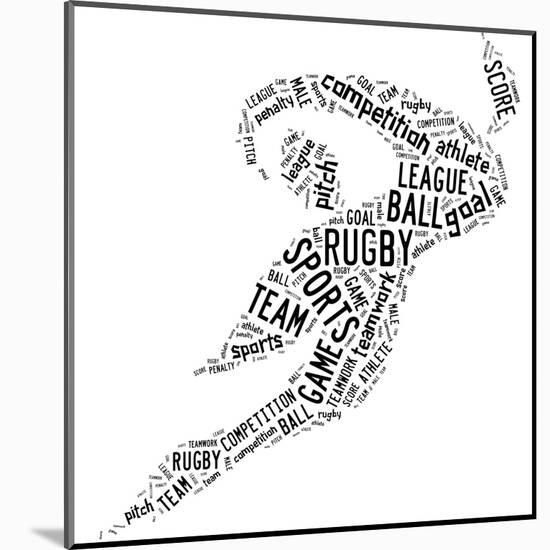 Rugby Football Pictogram With Black Wordings-seiksoon-Mounted Art Print