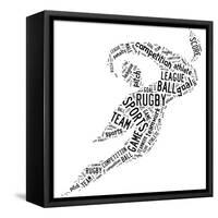 Rugby Football Pictogram With Black Wordings-seiksoon-Framed Stretched Canvas