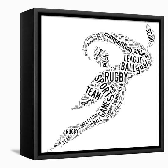 Rugby Football Pictogram With Black Wordings-seiksoon-Framed Stretched Canvas