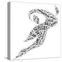 Rugby Football Pictogram With Black Wordings-seiksoon-Stretched Canvas
