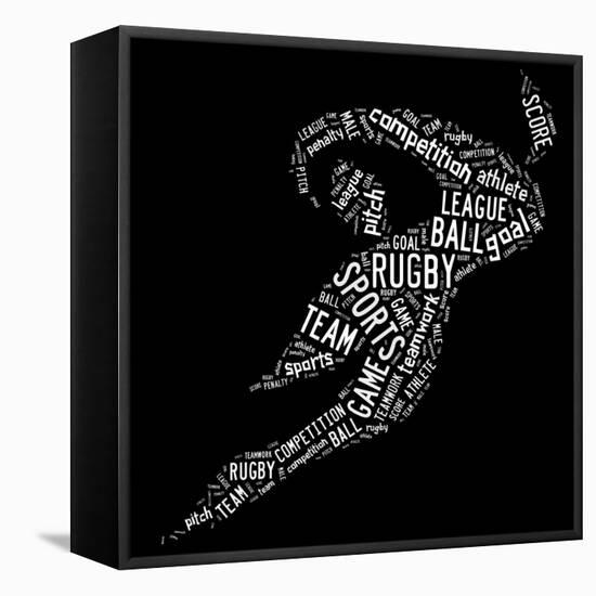 Rugby Football Pictogram With White Wordings-seiksoon-Framed Stretched Canvas