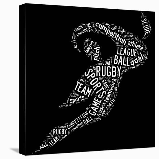 Rugby Football Pictogram With White Wordings-seiksoon-Stretched Canvas